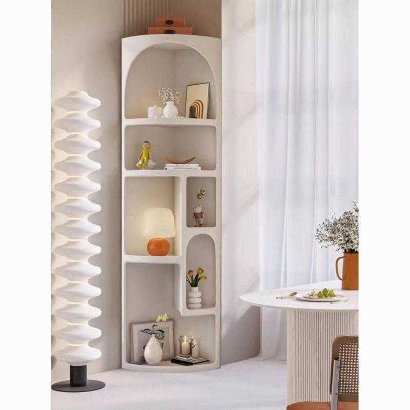 コーナーシェルフ マントルピース ホワイト 白 収納ラック チェスト 棚 ディスプレイ 韓国インテリア 無垢材 おしゃれ かわいい シンプル