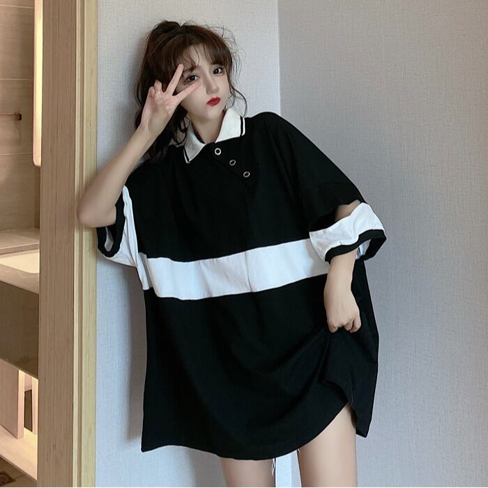 サマーTシャツ ルーズロングカジュアルトップス 大きめサイズ かわいい 夏物 ケッペル38545484395