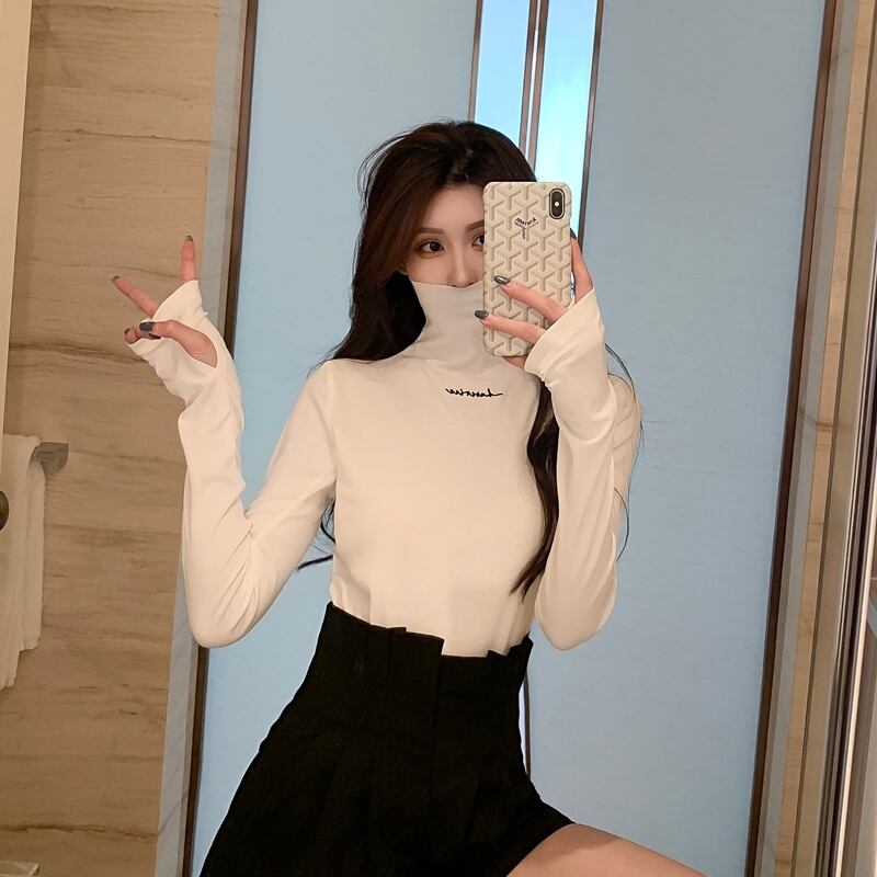 Tシャツ スタイルスプリング刺繍ホワイト ロング 春物 ブラックストロベリース67519249573