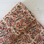 ブロックプリント生地【50cm単位】インド綿 花柄 生成り×赤×黒 #38310-WT1