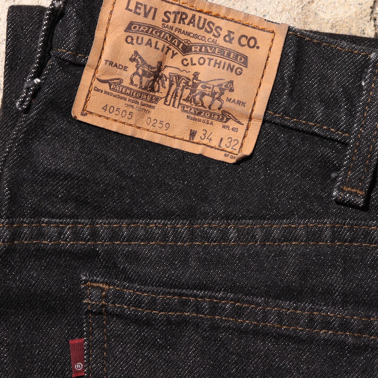 極美品 34×32 Levi's 505 米国製 先染め 濃色 ブラックデニム ジーンズ