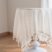 "即納"Geometric pattern lace fringe cloth [100×150]：幾何学模様 レース フリンジ テーブルクロス ルチクロス  チュール