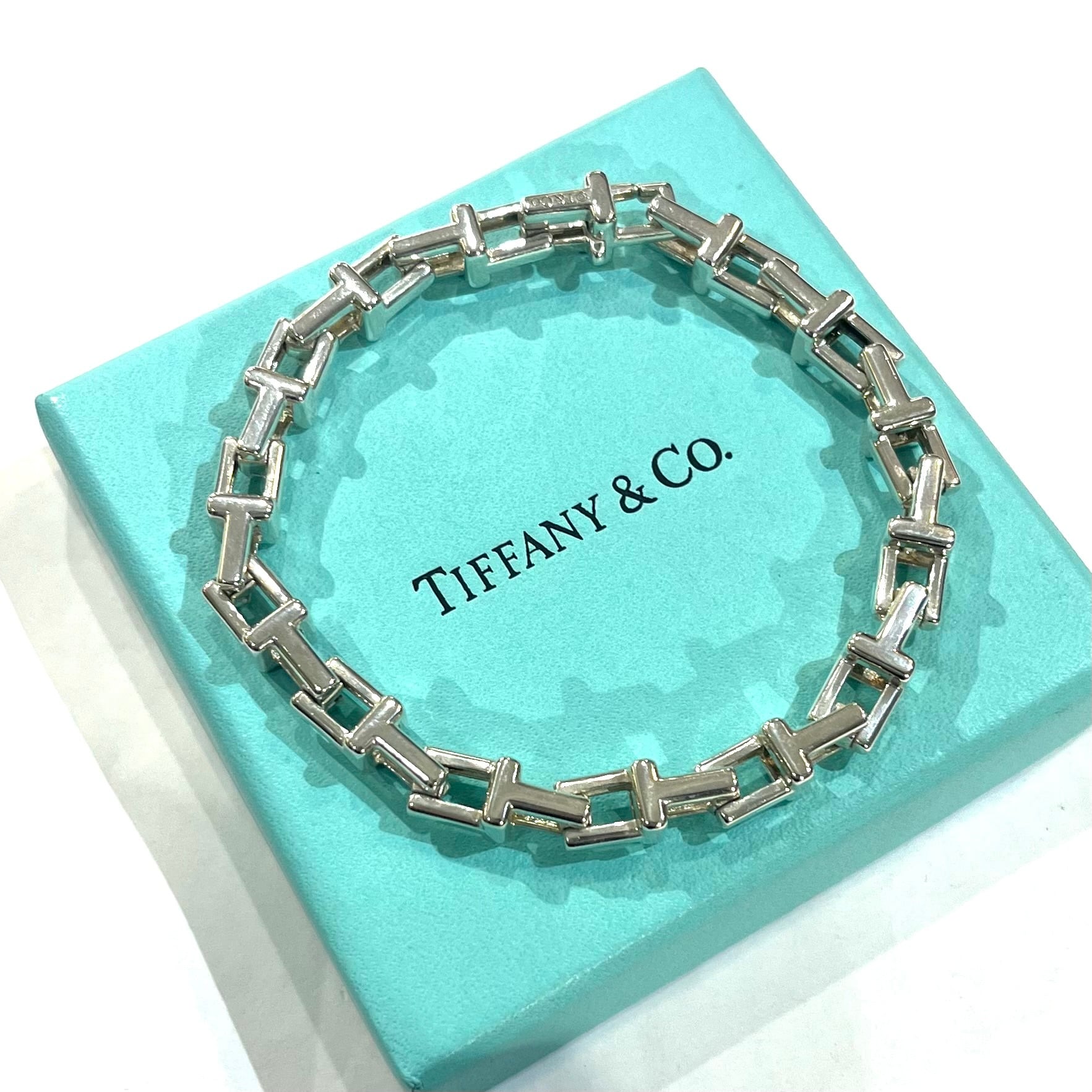激レア【TIFFANY&CO. 】2290 重厚感Tモチーフ リンクシルバー