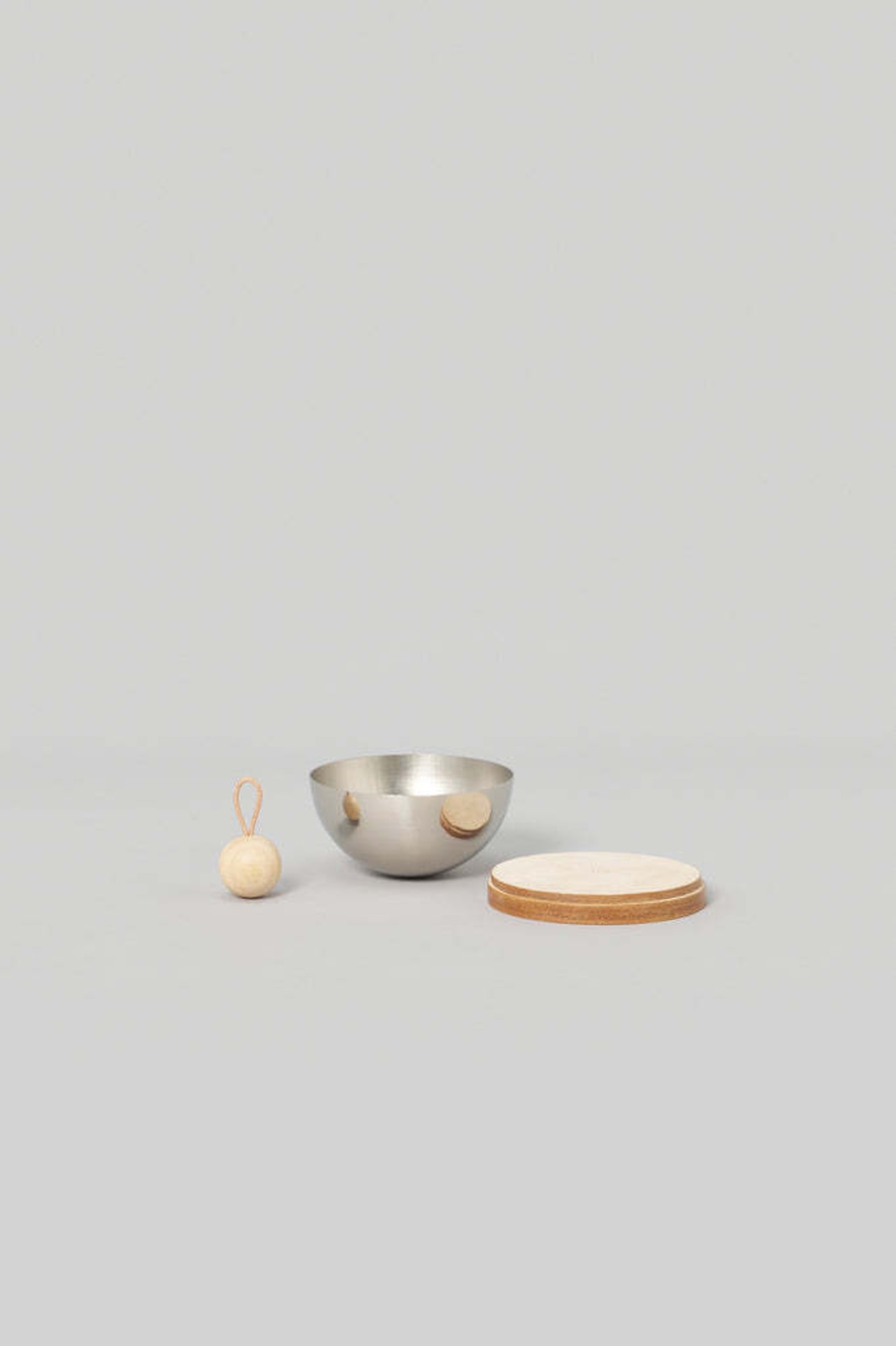 _Fot - bowl S :natural|レザー蓋付きステンレスボウル/ウッドボール付属/フレグランス対応/小物入れ/日本製