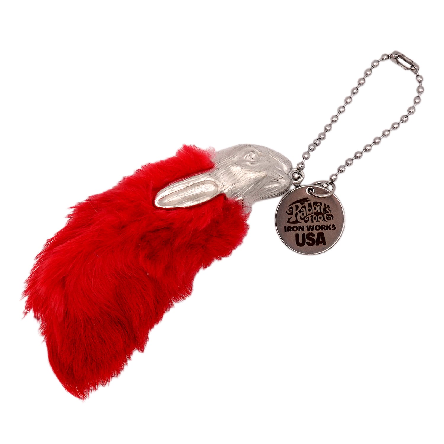 USA RABBIT FOOT ラッキーチャーム アメリカ ビンテージ ラビットフット キーホルダー キーチェーン : USRF-006RD
