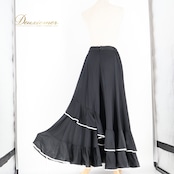 フラメンコ 衣装 ファルダ スカート 黒 白 無地 レッスン 練習 フリル レース 軽い ダンス パーティ 発表会 舞台 ブラック系 ホワイト系 シンプル エレガント フレア スタイリッシュ 舞台衣装 フェスティバル