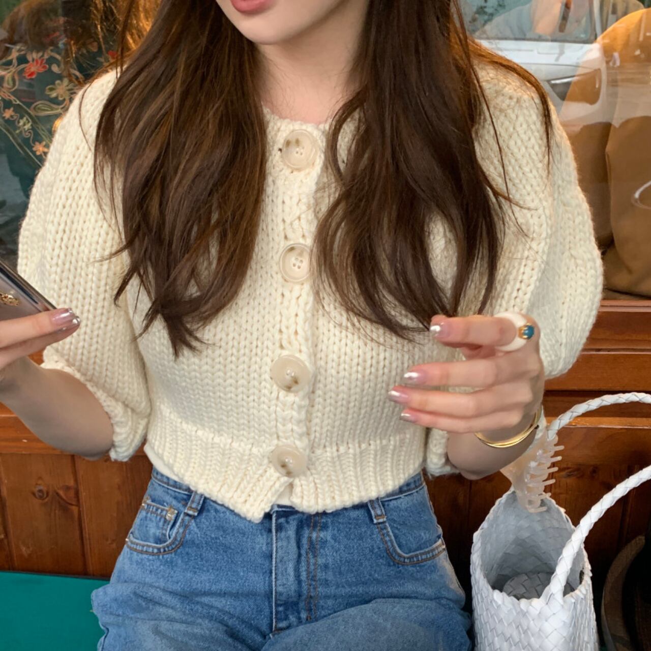 プリンセススリーブ ショートニットカーディガン A4226