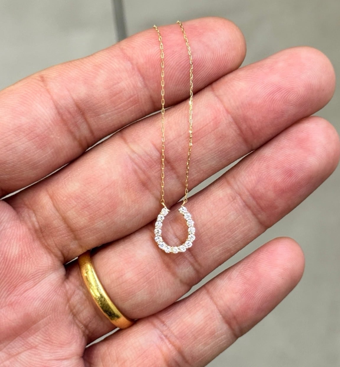 【CREA様ご成約済】K18◇ダイヤモンド0.2ct◇ホースシューネックレス◇ 0.20ct ホースシュー 馬蹄 ダイヤモンド K18 ペンダント ネックレス