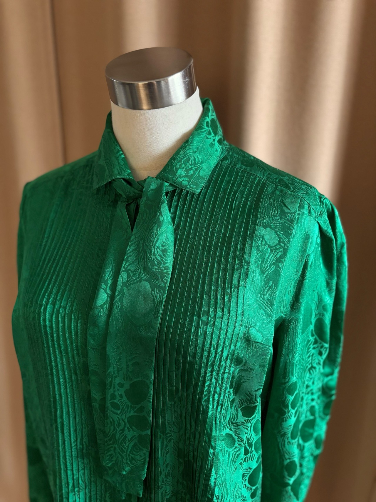 bright green classical silk shirt-4889-9