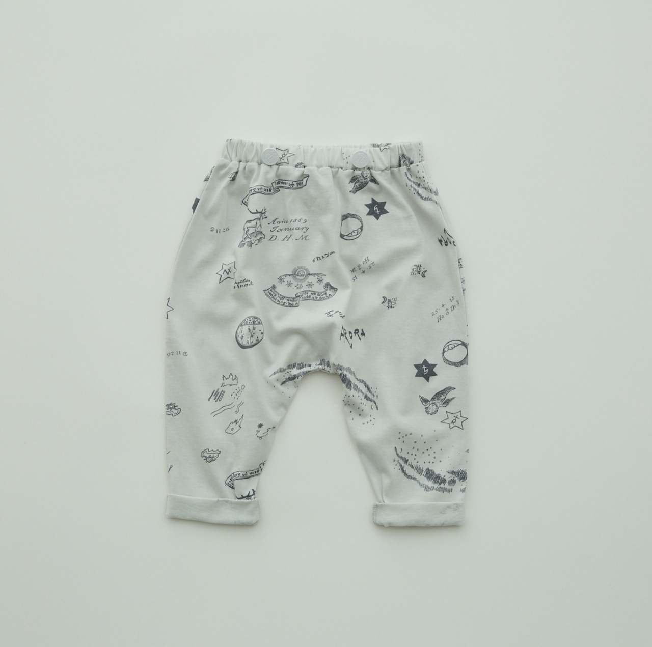 〈 eLfin Folk 〉AuRora tarina printed Baby pants / elf-232J21 / パンツ / ash white / 80〜90
