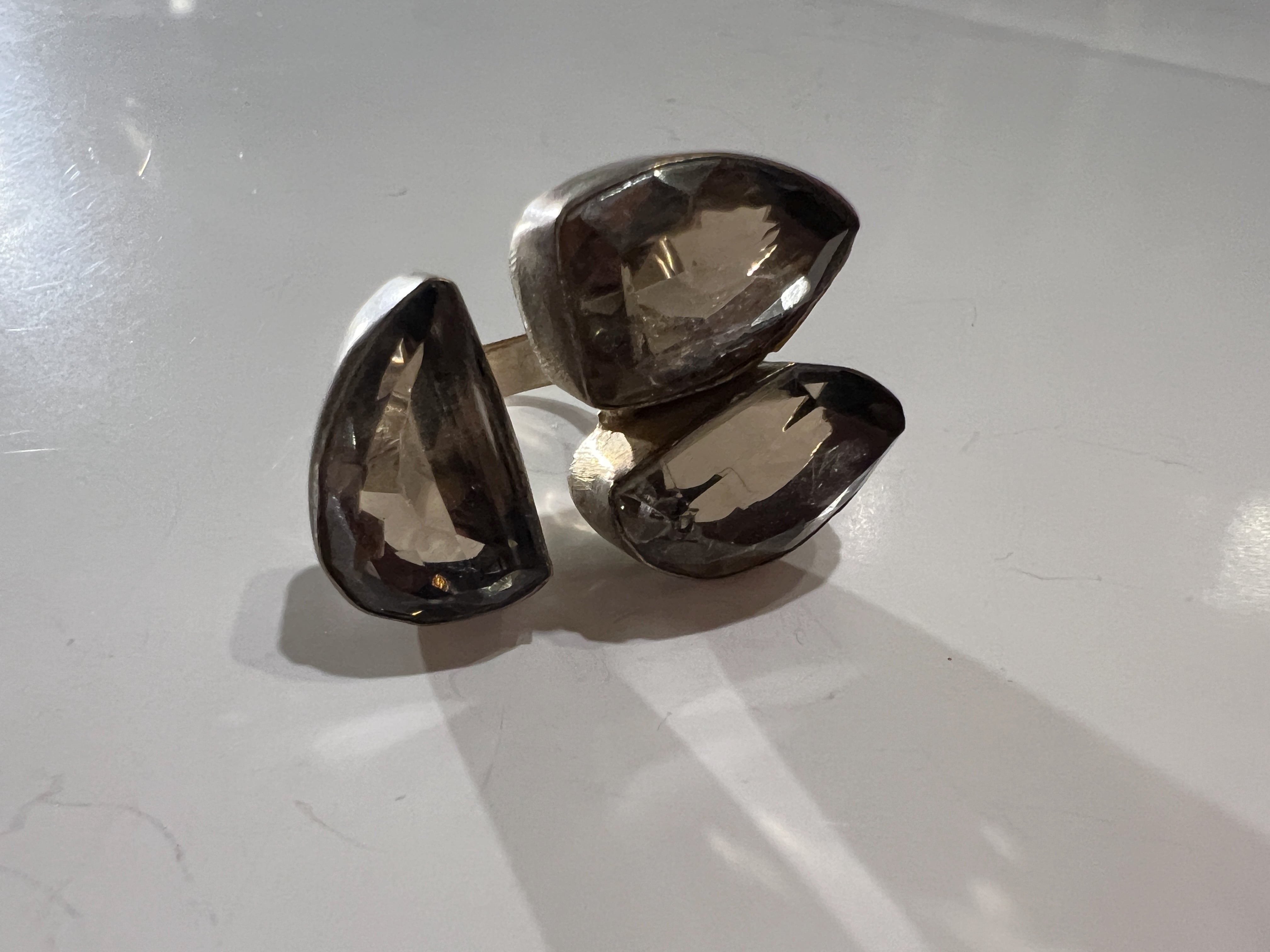 【19-20号】Vintage smoky brown glass ring