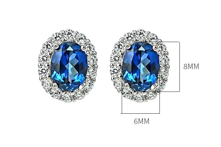 2カラット 人工サファイア オーバル 高炭素ダイヤモンド キラキラ