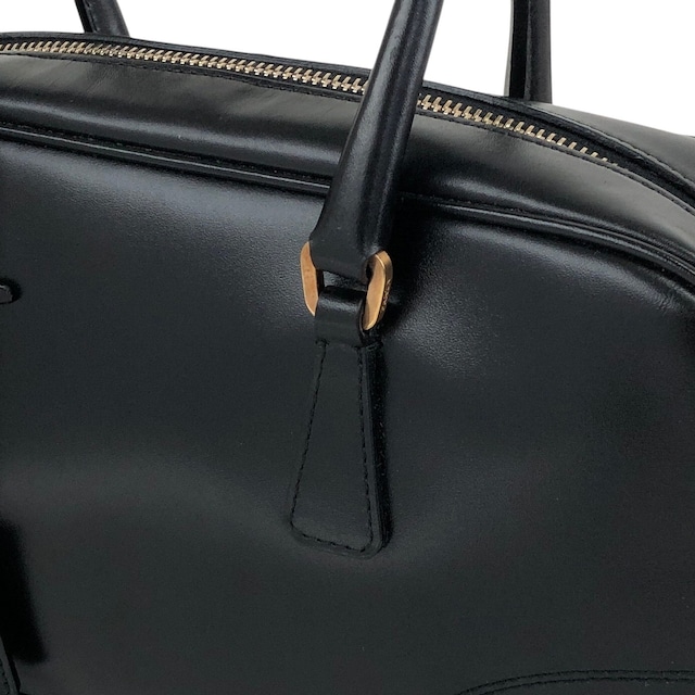 PRADA プラダ ハンドバッグ ブラック トライアングルロゴ レザー ミニボストン vintage ヴィンテージ オールド b7mxwa