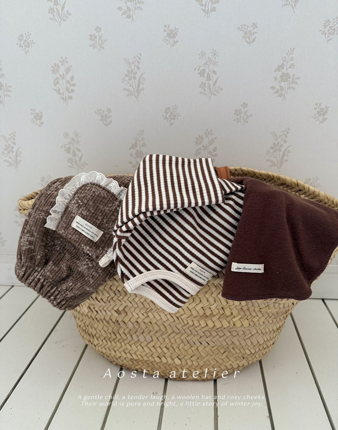 【Aosta】 ルナパンツ／ブラウンフラワー（70–110cm）2025冬 - 7