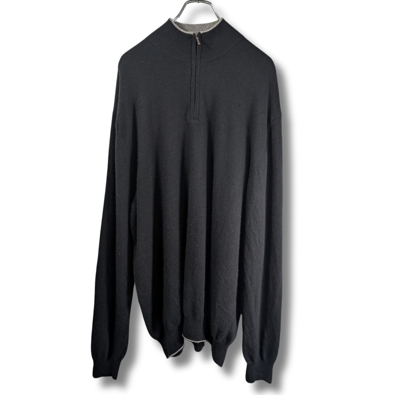 CANALI カナーリ カシミア ハーフジップニット 古着 ブラック CANALI カナーリ カシミア ハーフジップニット 古着 ブラック