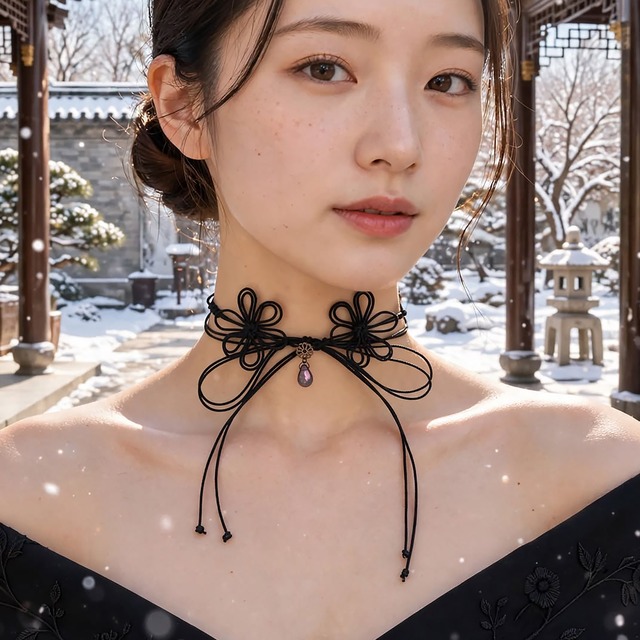 飾り結びチョーカー「由、此処に在り」【軽量】浴衣・着物・フォーマル華やぐ二重巻。