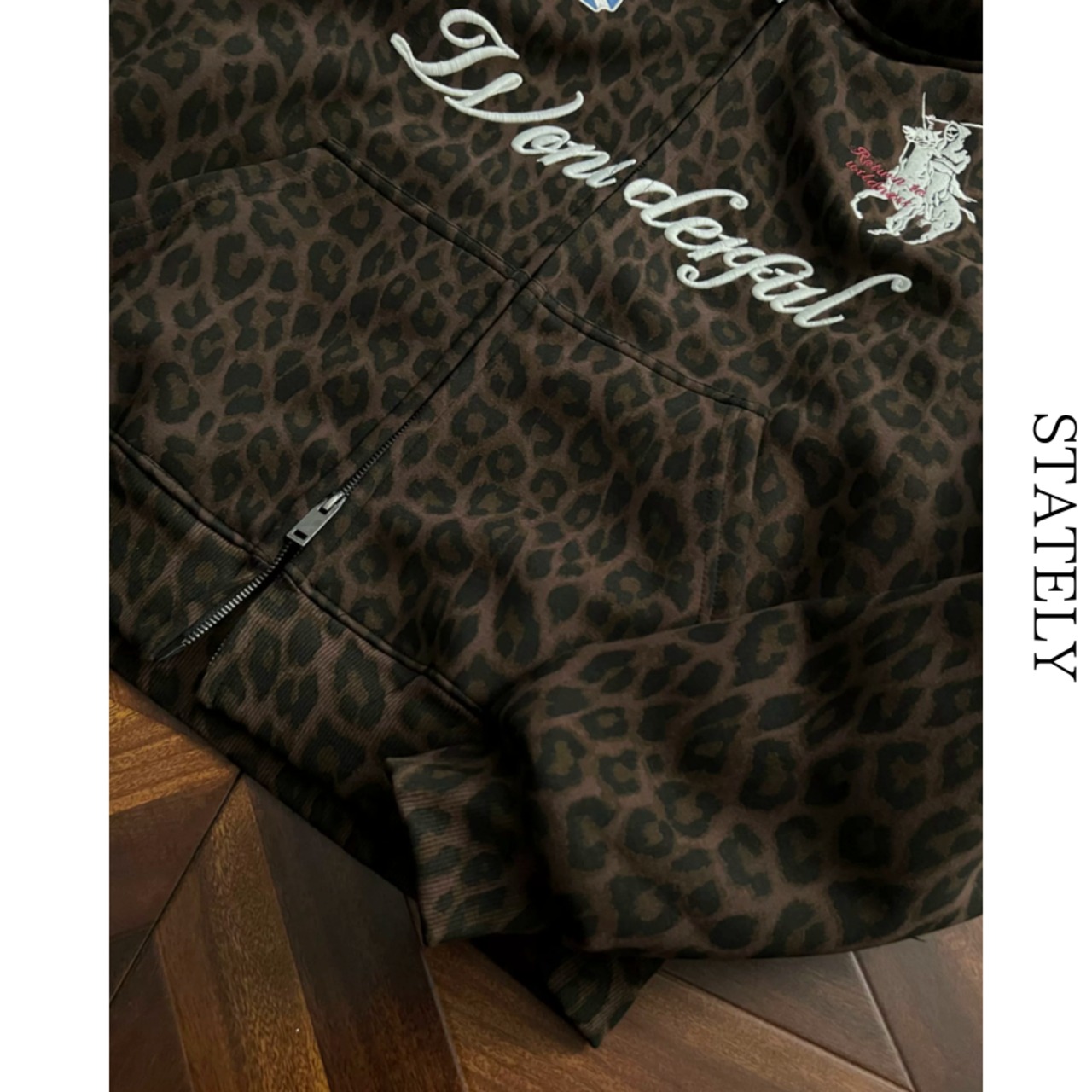 Leopard Embroidery ジップパーカー_T38・画像7