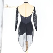 ジャズダンス 衣装 チャコット Chacott 日本製 ワンピース ドレス レオタード ブラック系 グレイ系 黒 シルバー レース ダンス パーティ 発表会 フィギュア 舞台 おしゃれ ダンス衣装 レディース イベント用 ステージ衣装 ダンスイベント