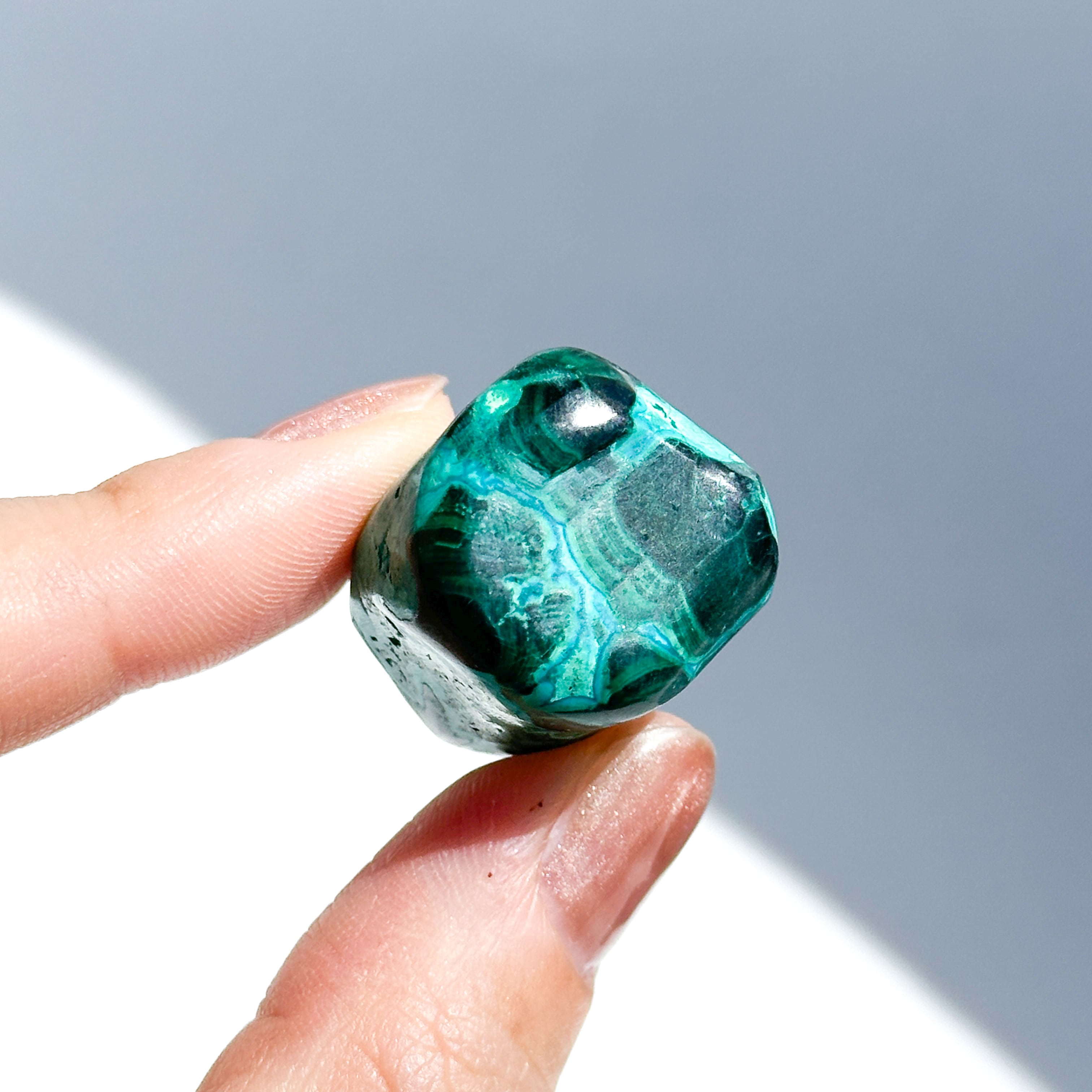 マラカイト with クリソコラ（マラコラ） タンブル31◇ Malachite with