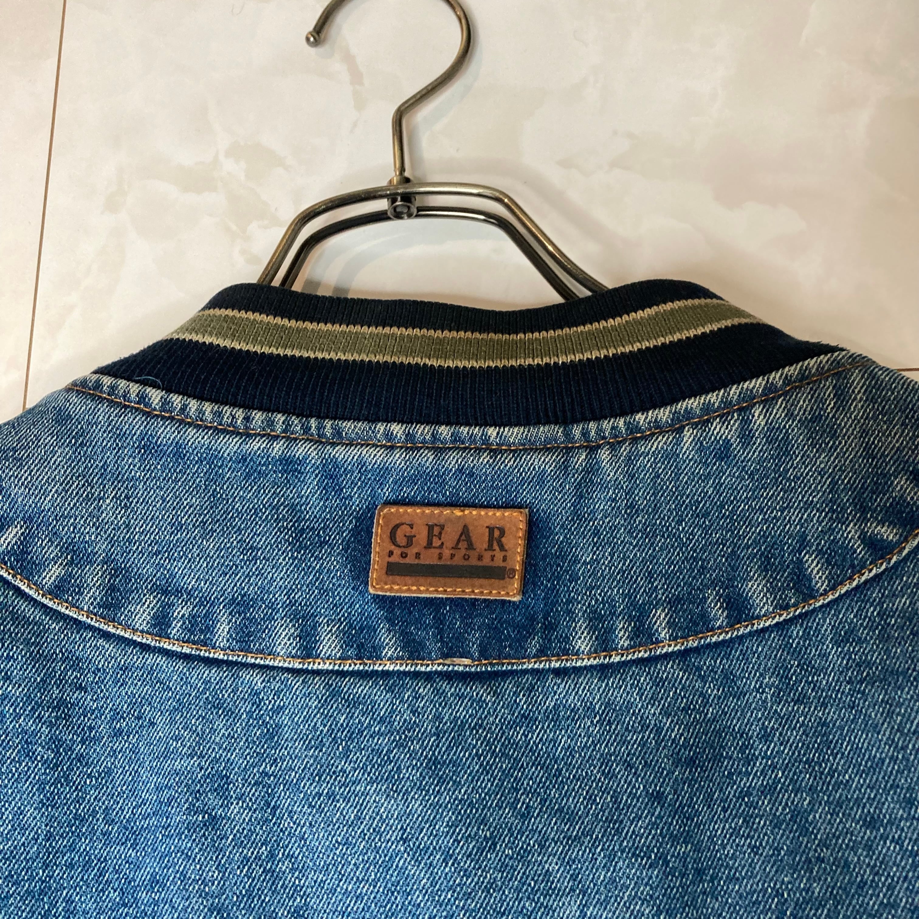 GEAR デニムジャケット L 刺繍 革パッチ スタジャン | 古着屋OLDGREEN