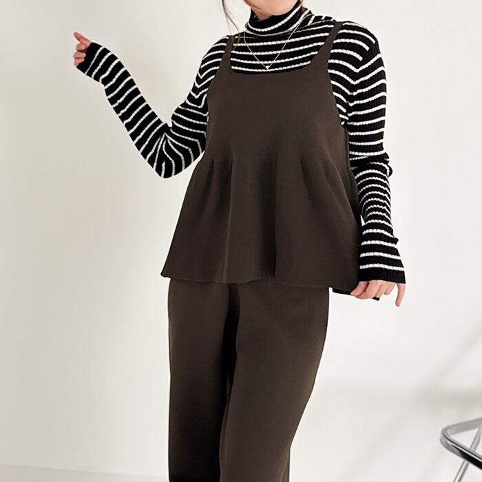 美品☆NEWYORKER GOLF☆中綿ベストラップパンツセットアップ Mラテ コウベレタス KOBE LETTUCE [ セレモニー ] ペプラムフォーマル