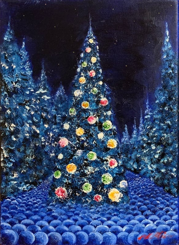虹のクリスマス』油絵 | Art -misu etsuki- Atelier風の通 三須絵月