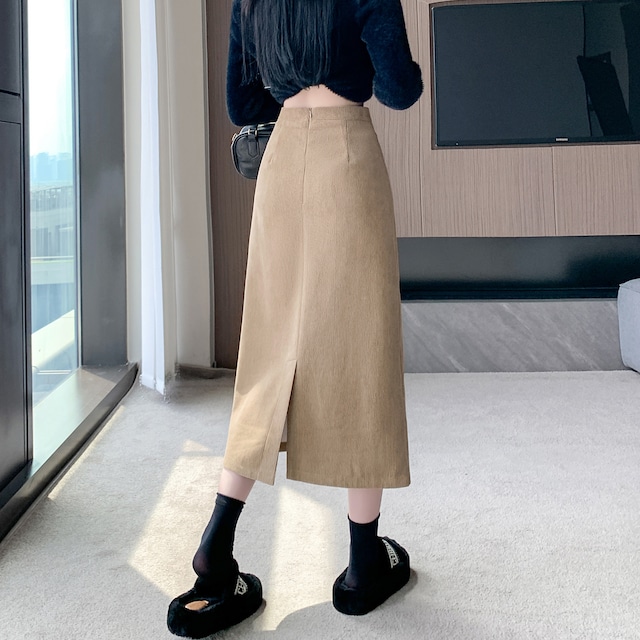 150cm〜　ミルクティが好きなコーデュロイスカート