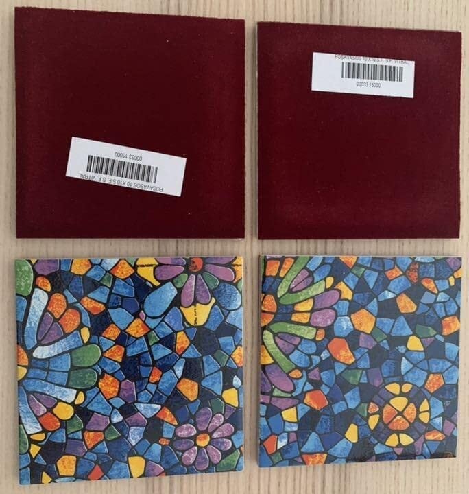 スペイン バルセロナ コースター 輸入品 4枚セット ガウディ柄 タイル