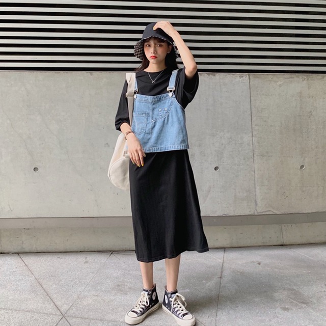 セットアップ ツーピース Tシャツワンピース デニムベスト カジュアル 無地 半袖 リラックス 着回し シンプル 可愛い おしゃれ 春 夏 秋 オルチャン 大人 代 30代 40代 デート お出かけ 女子会 旅行 レディース 韓国 韓国ファッション Country Road