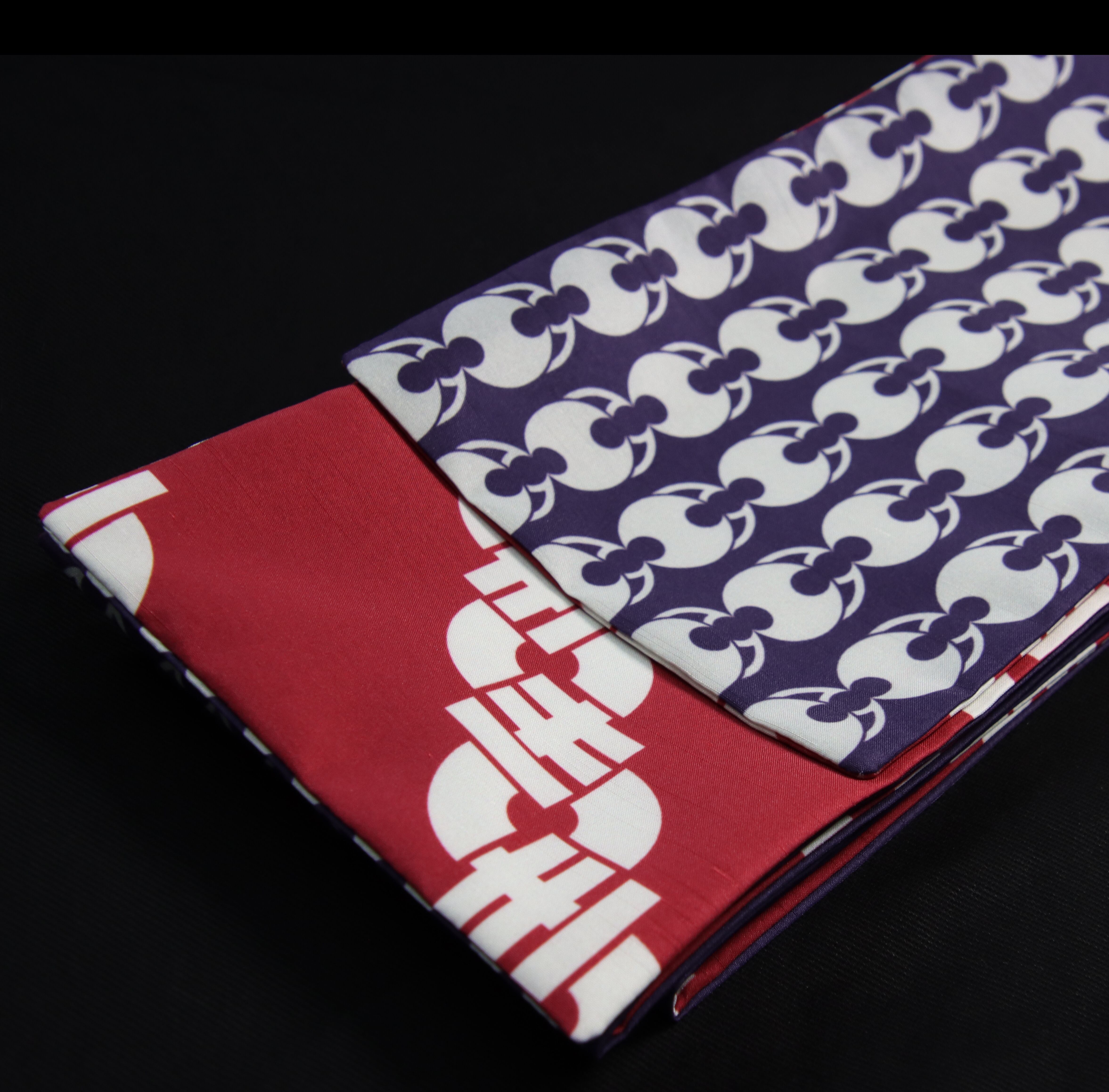 ポリ巻帯リバーシブル【陰陽分銅/紫色】× 【手綱柄/紅】 | SHOP菊一輪