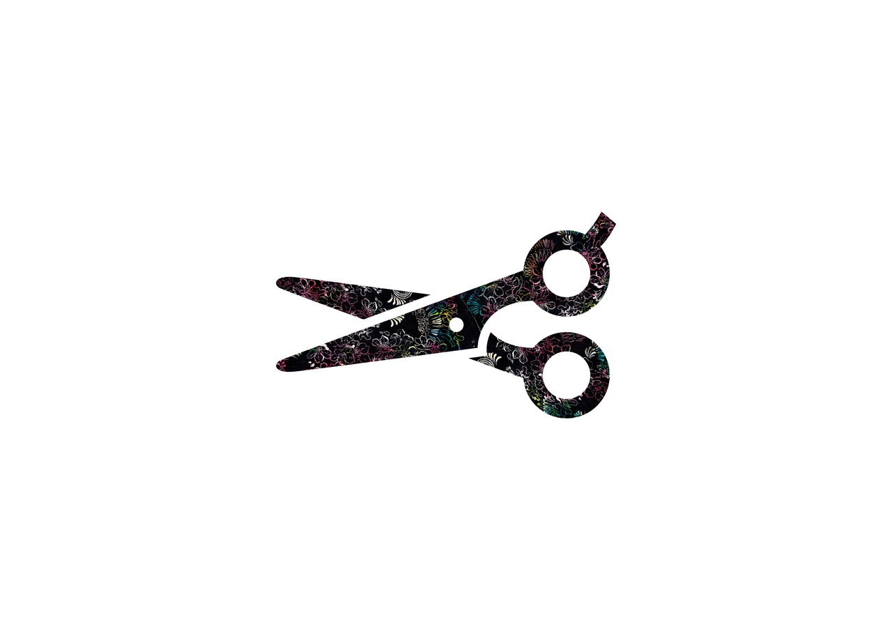 Scissors / ハサミ型花 - black | 15.5cm×9.4cm - 5枚セット