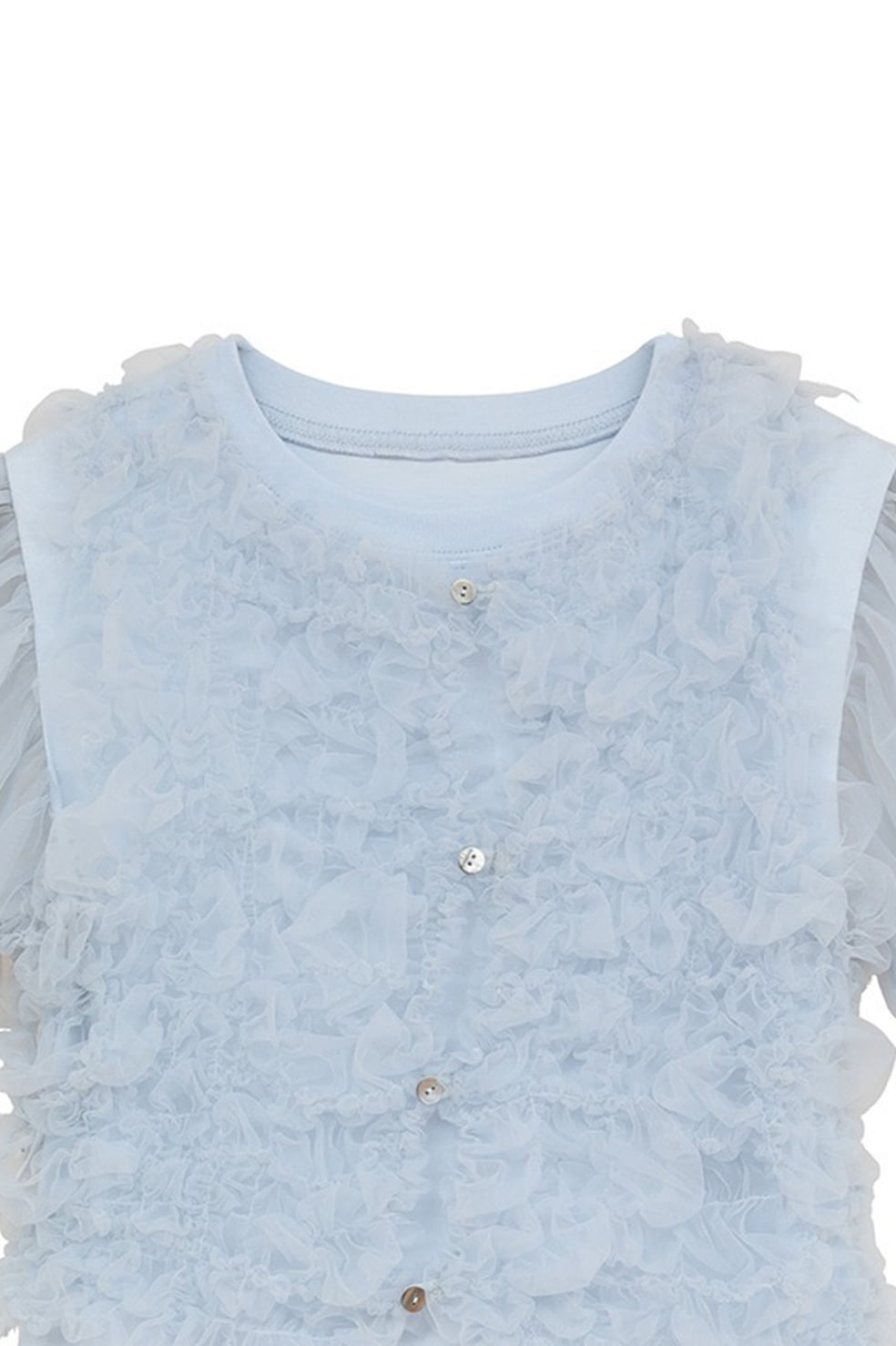 CLANE(クラネ) TULLE VEST LAYERED TOPS BLUE | サウスオレンジ