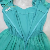 フラダンス 衣装 ワンピース ドレス パンドール グリーン系 ブルー系 Paondor 日本製 チュールスカート フリル ワンカラー 無地 シンプル かわいい 華やか 鮮やか 明るい 上品 綺麗 ハワイアン アロハ フラ ダンス レッスン 練習