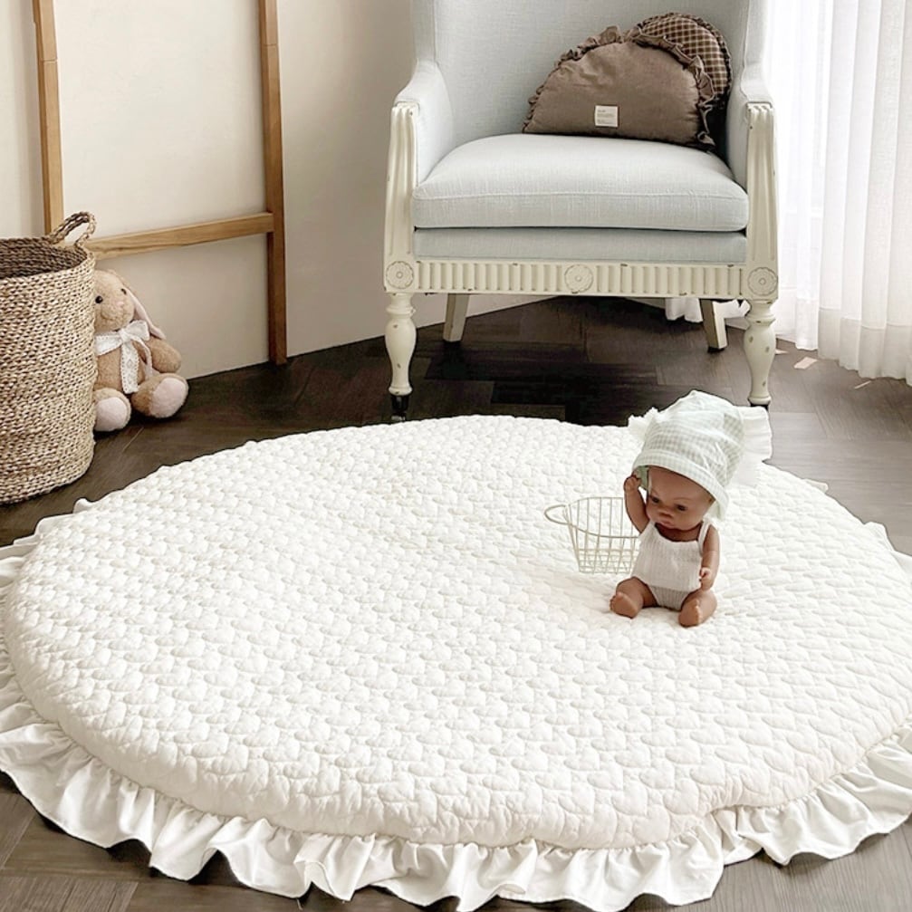ハートフリルラウンドマット(100cm) | イブル&Baby Fabric LilyBlanc