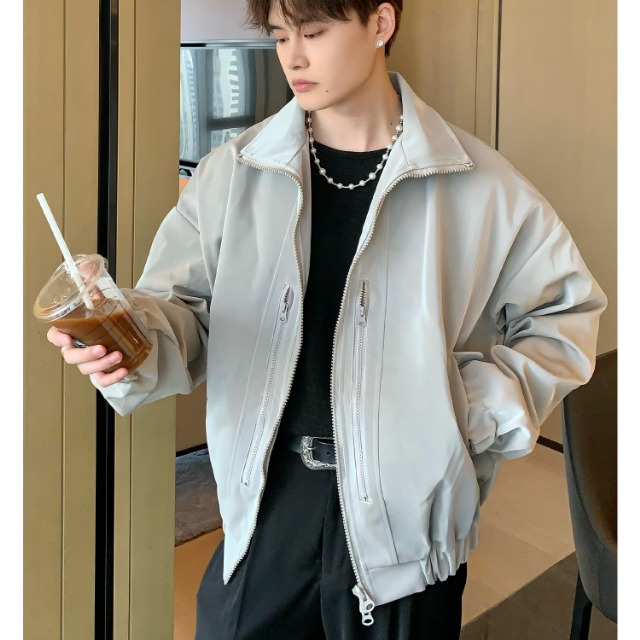 予約販売】ブルゾン アウター ジップアップ シック モード 光沢  