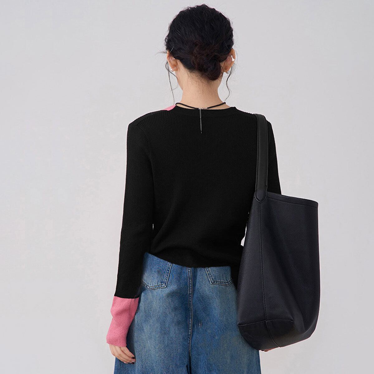 ニットカーディガン バイカラー 長袖 レディース 秋冬 韓国 レイヤード おしゃれ 大人 かわいい きれいめ 羽織り 重ね着 リブニット カジュアル 大人可愛い 大人女子