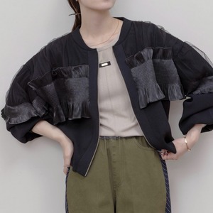 エイミーロウ　eimeelaw　Eimee Law　シャーリングフリルニットブルゾン