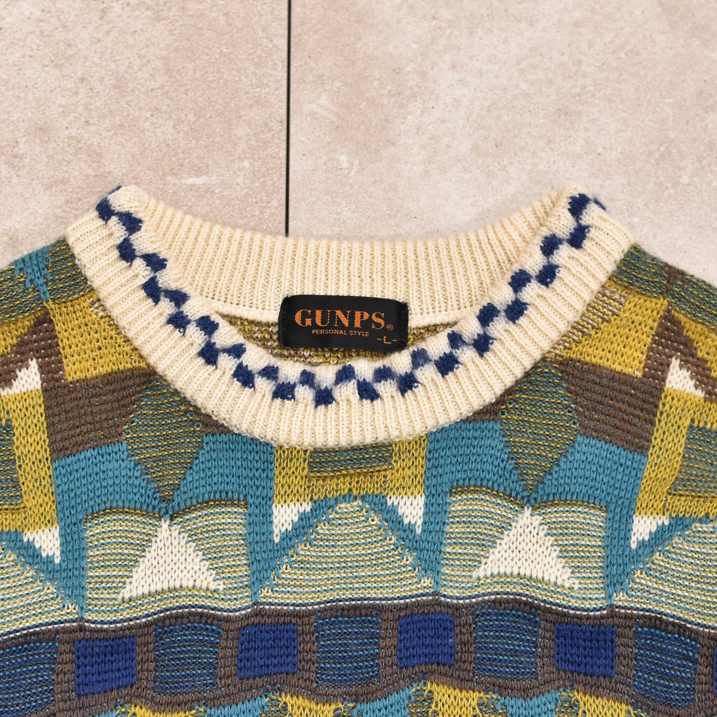 90s Jp vtg GUNPS 3D sweater | 古着屋 grin days memory 【公式 90s Jp vtg GUNPS 3D sweater | 古着屋 grin days memory 【公式