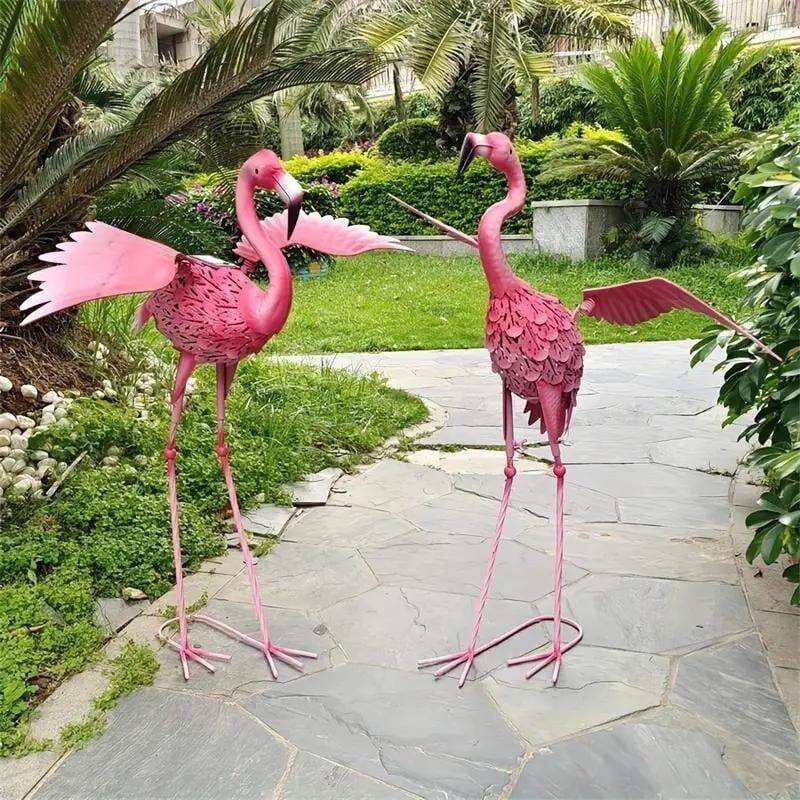 ガーデンオーナメント 置物 オブジェ ガーデンライト フラミンゴ