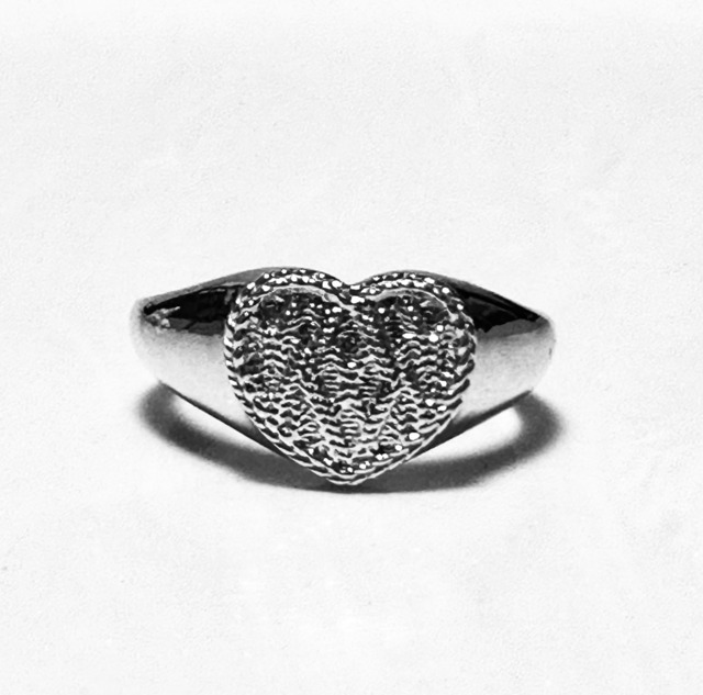 SILVER925  CABLE KNIT HEART SIGNET RING M / silver