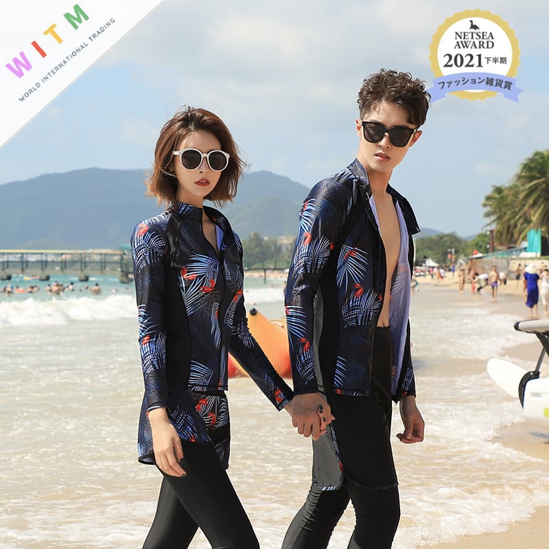 水着 フィットネス水着 長袖ラッシュガード 5点上下セット セパレート UVカット レディース メンズ