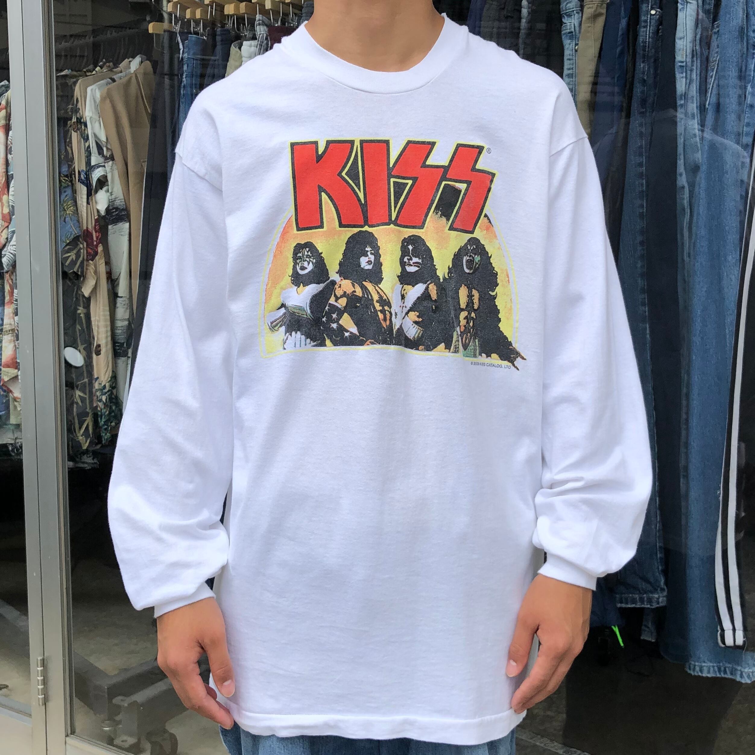 b976.00s キッス バンドtシャツ ロンt デザインプリント 古着