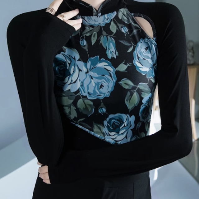 エレガントフローラル ハイネックトップス ds0462