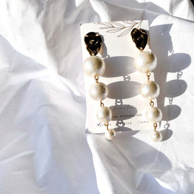 ◇P-8 ロングパールピアス