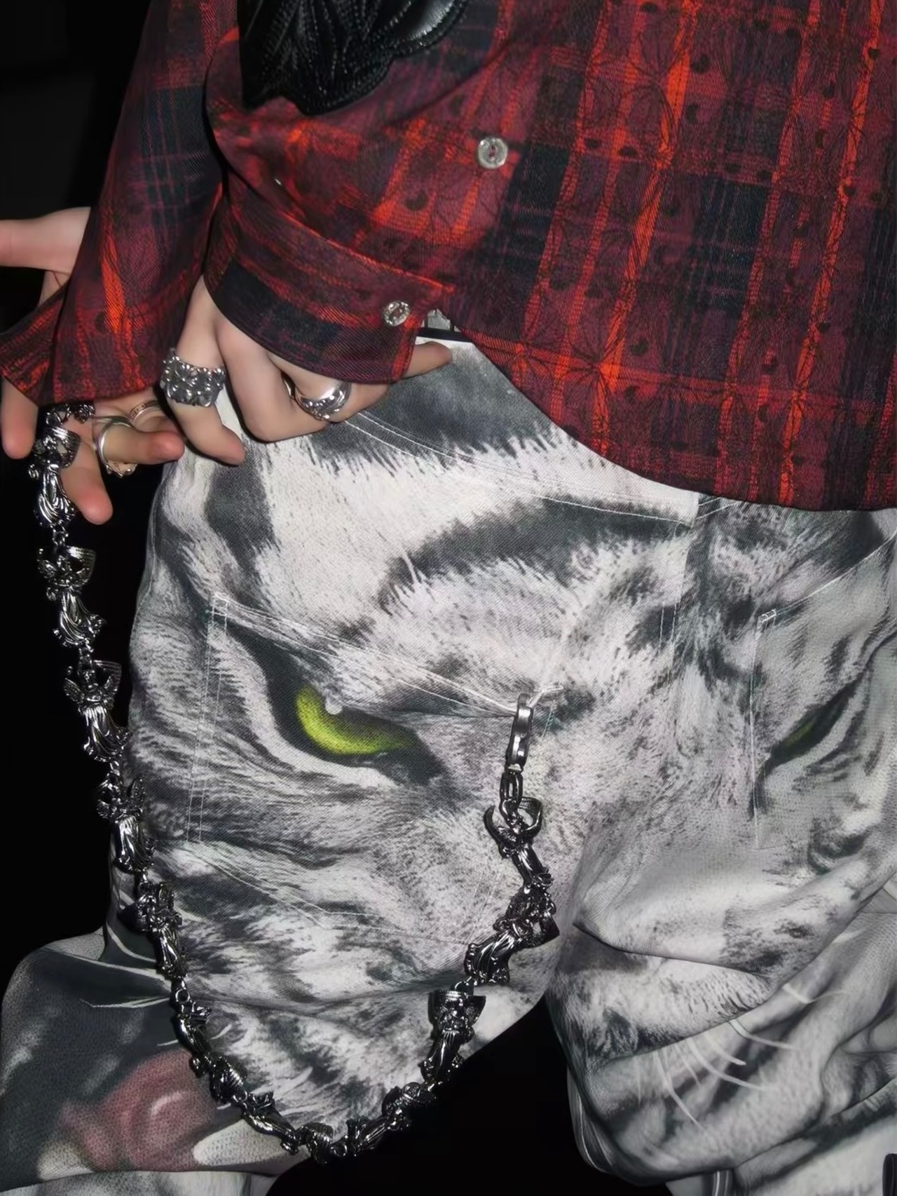 【TecNineGroup】WHITE TIGER DENIM PANTS