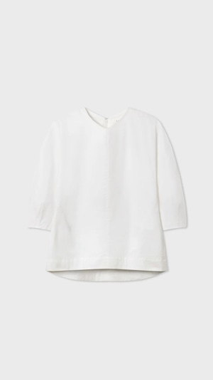 CO -Bubble Sleeve Top in Cotton Poplin- : WHITE,