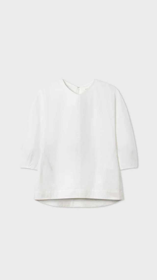 CO -Bubble Sleeve Top in Cotton Poplin- : WHITE,