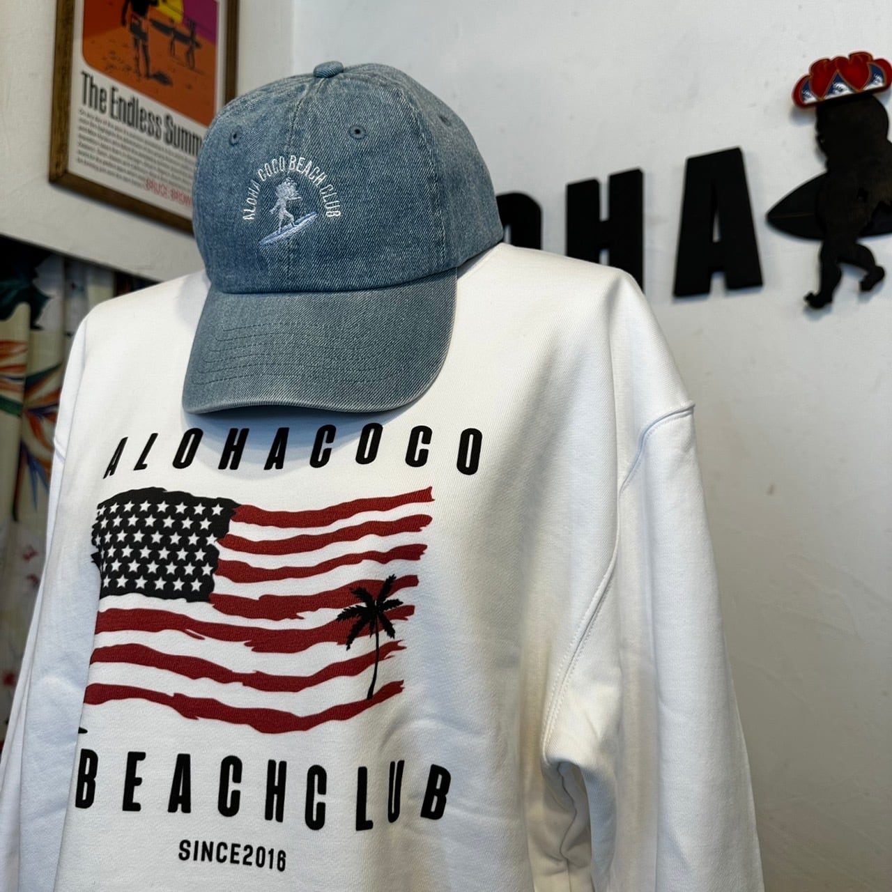 UNISEX USA国旗トレーナー(WHITE)