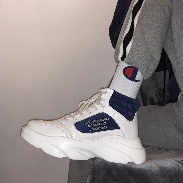 【予約販売】ダッドスニーカー メンズ アグリースニーカー 厚底 靴 シンプル ホワイト ハイカット お洒落 カジュアル ストリート 24cm/24.5cm/25cm/25.5cm/26cm/26.5cm