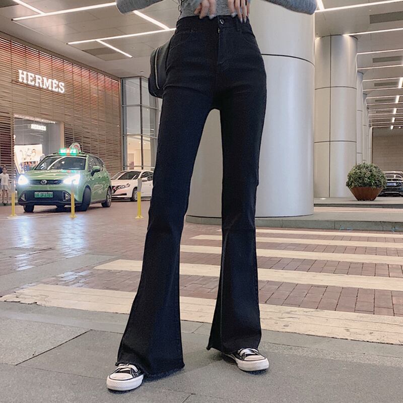 オータムスタンダードハイウェストスリムジーンズ レディースルーズ レッド レトロ 秋物 ドラファッションホール15531785620